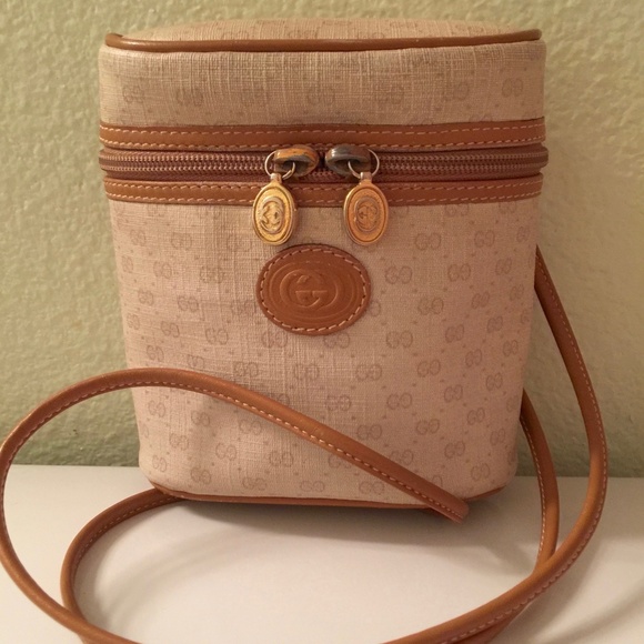 *Rare* Auth Gucci Vintage Binocular Style Logo Crossbody GG Monogram Canvas Bag - Picture 1 of 16